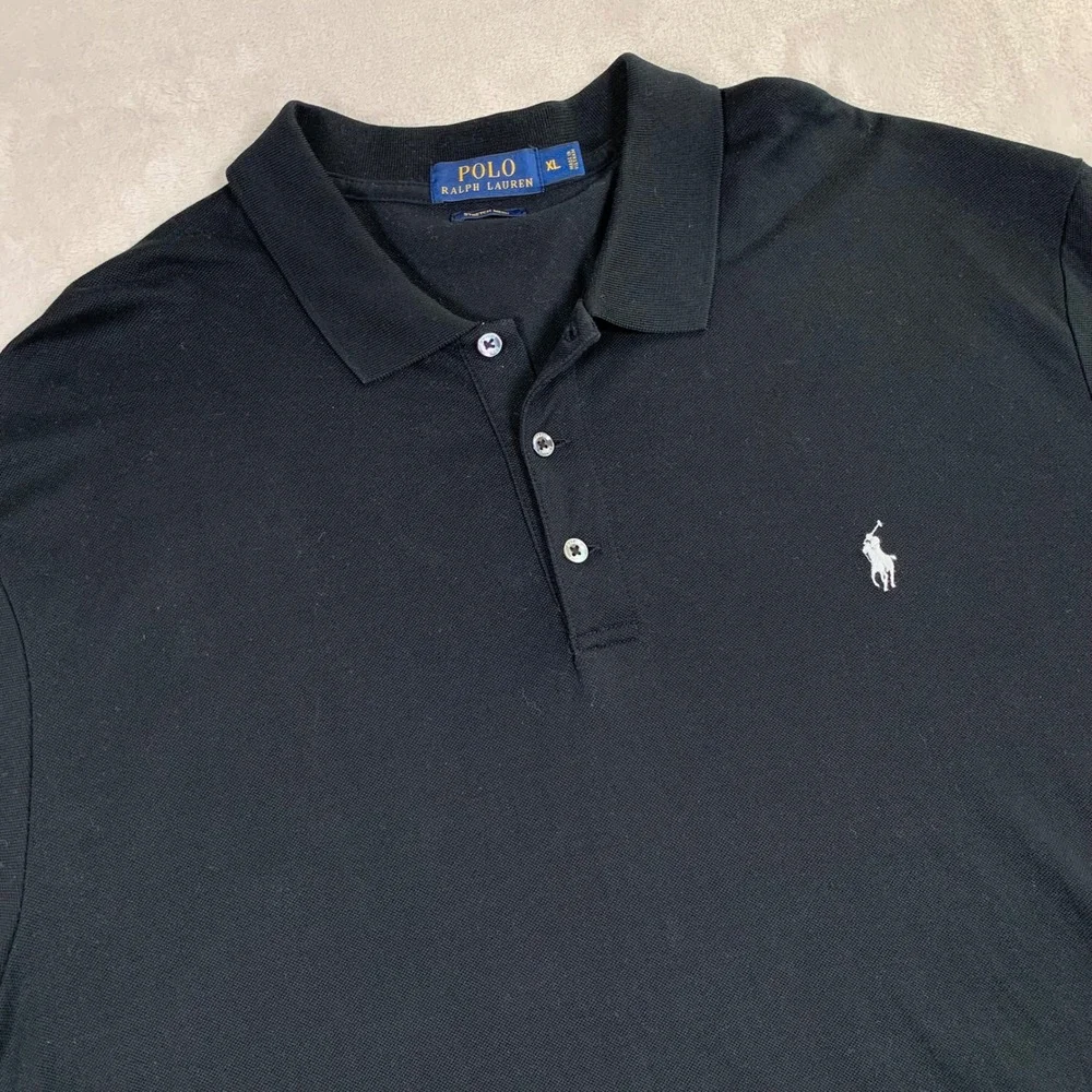 Polo Ralph Lauren Polo Shirt Mens XL Black Stretch Mesh Short Sleeve Pony Logo